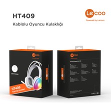 Lecoo  HT409 USB Kablolu Rgb LED Aydınlatmalı Mikrofonlu Kulak Üstü Gaming Kulaklık Beyaz