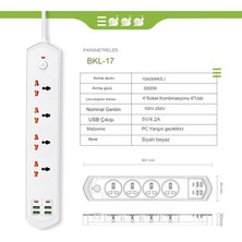 Qasul Isıya Dayanıklı Akım Korumalı 3000W Kapasiteli 10 Girişli 4 USB 2 Typ-C 4 Priz Girişli 2 Metre Kablo Uzunluklu Uzatma Gurup Priz