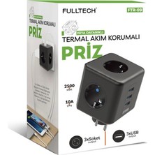 Yakalatr 3 Priz 3xusb 10A 2500W Termal Akım Korumalı Priz