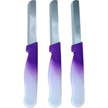 Solingen Sebze Bıçağı Lazerli Mor Beyaz Renkli Kulp 3 Lü Set (22 Cm)