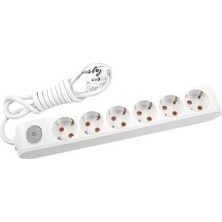 Viko Altılı Topraklı Priz Anahtarlı 3mt (Çocuk Korumalı)