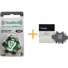 Yesmed Extra Power 312 Numara Işitme Cihazı Pili (1 Paket = 6 Adet Pil) + Hediye Prowax Filtre