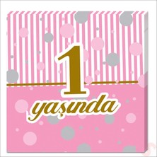 Süsle Bebek ve Parti 1 Yaşında Peçete 33CM x 33CM, 20 Adet - Pembe