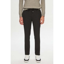 D'S Damat Slim Fit Antrasit Beli Lastikli Bağcıklı Fermuarlı Likralı Rahat Jogger Pantolon 2HC03ORTJGR01