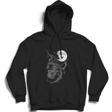 The Fame Guitarist With Gas Mask, Gitarist, Gitar, Guitar, Moon Kapüşonlu Sweatshirt Hoodie