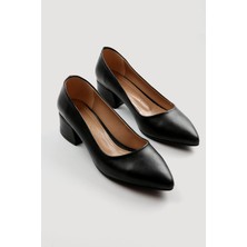 Ccway Kadın Günlük Topuklu Ayakkabı SİYAH CİLT