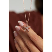 Roza Silver Zirkon Taşlı Rose Deniz Yıldızı Gümüş Kolye