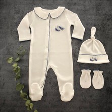 Florije Baby Twinkle El Işi Organik Yenidoğan Hastane Çıkış Seti Lacivert