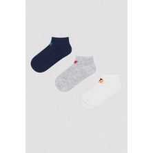 Erkek Çocuk Shark Çok Renkli 3lü Patik Çorap
