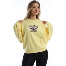 Kadın Polo State Baskılı 3 İplik Sweat Sarı