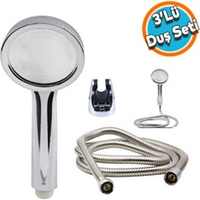 Nzb Duş Seti Spiral Fişkiye Banyo Duş Başlığı Set Fiskiyesi Telefonu Yuvarlak Klasik Başlık Metal Hortum