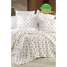 Evlen Home Collection Ash Pike Takımı ( Yatak Örtüsü ) Seti Çift Kişilik Pamuklu 3 Parça Yumuşak Günlük