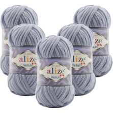 Alize Velluto 5'li 87 Kömür Gri El Örgü Ipliği