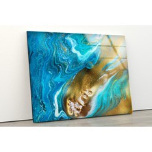 Myphotostation Altın Soyut Temperli Cam Duvar Tablosu