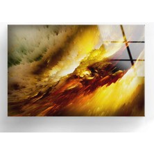 Myphotostation Sarı Soyut Temperli Cam Duvar Tablosu