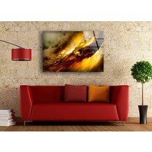 Myphotostation Sarı Soyut Temperli Cam Duvar Tablosu