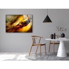 Myphotostation Sarı Soyut Temperli Cam Duvar Tablosu