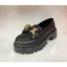 Ventes Siyah Tokalı Kadın Loafer Ayakkabı