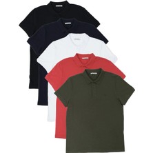 Polo State Erkek Regular Fit Polo Yaka 5li T-Shirt  Siyah