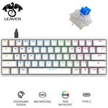 Valkyrie Leaven K620 Blue Switch Mekanik Gaming Oyun Klavyesi Rgb 61 Key Mavi Tuş Type-C Klavye Beyaz