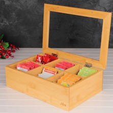 Elif Aksesuar Mien 6 Bölmeli Bambu Çay Kutusu Düzenleyici