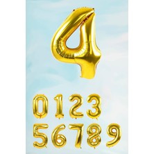 Pekshop Gold Rakam Folyo Balon Büyük Boy Gold Sayı Balonlar 100CM 40INÇ 4