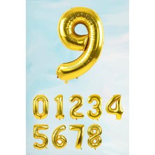 Pekshop Gold Rakam Folyo Balon Büyük Boy Gold Sayı Balonlar 100CM 40INÇ 9