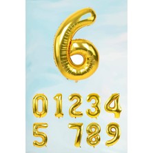 Pekshop Gold Rakam Folyo Balon Büyük Boy Gold Sayı Balonlar 100CM 40INÇ 6