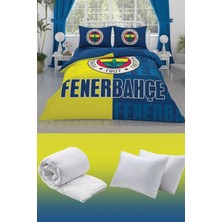 Taç Taçfenerbahçe Parçalı Logo Çift Kişilik 7 Parça Yatak Seti - Nevresim Takımı + Yorgan + 2'li Yastık