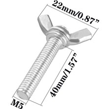 Jelang Fasdaga 10 Adet M5 Kelebek Kanat El Vidaları Cıvata 304 Paslanmaz Çelik Bağlantı Elemanı Çeşitleri Seti, Tam Dişli (M5X40MM) (Yurt Dışından)