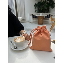 Sumicorn Design Soft Somon Renkli Çevre Dostu Bez Kese, Keten Düzenleyici Kese, Hediye Kesesi, Makyaj Çantası