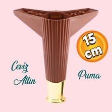 Badem10 Elista Mobilya Ayağı Sehpa TV Ünitesi Ayakları Yükseltici 15 cm Ceviz Altın