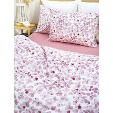 Homenup 100X200  Pamuklu 63 Tel Pembe Yaprak Desenli Tek Kişilik Nevresim Takımı