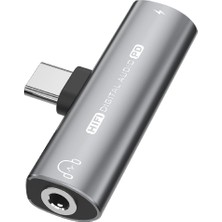 Humble 2ın1 USB Type-C - USB C/3.5mm Kulaklık Adaptörü Kulaklık Dac Ses Dönüştürücü 32BIT/384KHZ Dijital Dekoder PD27W Gri (Yurt Dışından)