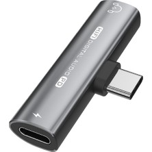 Humble 2ın1 USB Type-C - USB C/3.5mm Kulaklık Adaptörü Kulaklık Dac Ses Dönüştürücü 32BIT/384KHZ Dijital Dekoder PD27W Gri (Yurt Dışından)