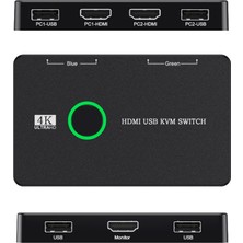 Humble Kvm Switch 2 Bağlantı Noktalı Kutu USB ve 2 Bilgisayar Için Uyumlu Anahtar Paylaşımlı Klavye Fare Yazıcı ve Bir Hd Monitör (Yurt Dışından)