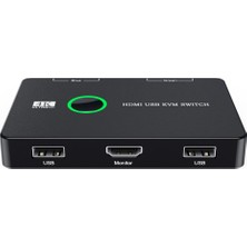 Humble Kvm Switch 2 Bağlantı Noktalı Kutu USB ve 2 Bilgisayar Için Uyumlu Anahtar Paylaşımlı Klavye Fare Yazıcı ve Bir Hd Monitör (Yurt Dışından)
