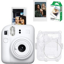 Instax Mini 12 Fotoğraf Makinesi 10'lu Film Simli Pleksi Kılıf ve Fotoğraf Çerçevesi Seti 2