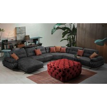 Gazzini Furniture Bordo Kare Chester Model Kapitoneli Orta Puf