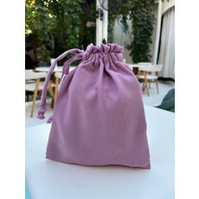 Sumicorn Design Soft Lila Renkli Çevre Dostu Bez Kese, Keten Düzenleyici Kese, Hediye Kesesi, Makyaj Çantası