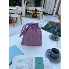 Sumicorn Design Soft Lila Renkli Çevre Dostu Bez Kese, Keten Düzenleyici Kese, Hediye Kesesi, Makyaj Çantası
