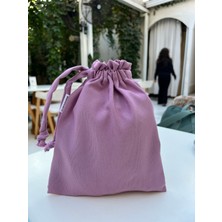 Sumicorn Design Soft Lila Renkli Çevre Dostu Bez Kese, Keten Düzenleyici Kese, Hediye Kesesi, Makyaj Çantası