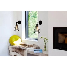 Riolight  Vintage1,rustik1,retro1 Mafsallı Siyah 1XE27 Hareketli Kafes Aplik NOT:1ADET Fiyatıdır.