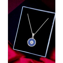 Alâ Silver Jewellery Göz Mavi Taşlı Tasarım 925 Ayar Gümüş Kolye