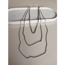 Stainless Steel Dorika Burgu ve Örgü Zincir 3lü Silver Kolye