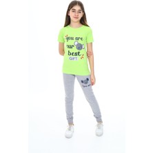 Turkuaz Kids We Love Tropical Yeşil Kız Çocuk Kısa Kol Baskılı Pijama Takım