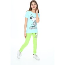 Turkuaz Kids We Love Tropical Açık Yeşil  Kız Çocuk Kısa Kol Baskılı Pijama Takım