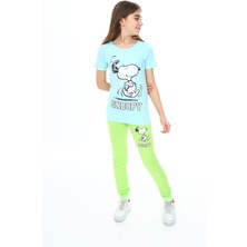 Turkuaz Kids We Love Tropical Açık Yeşil  Kız Çocuk Kısa Kol Baskılı Pijama Takım