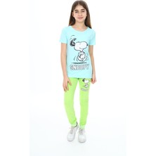 Turkuaz Kids We Love Tropical Açık Yeşil  Kız Çocuk Kısa Kol Baskılı Pijama Takım