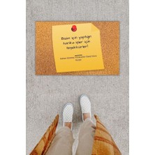 Tecnoo Dijital Baskı Dekoratif Not Kahverengi Kapı Önü Paspası K-1272